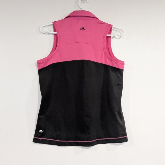 adidas Climacool Sleeveless Polo Pink Black Size Small - Picture 3 of 5